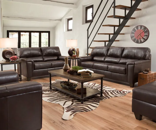 Bark Leather Loveseat