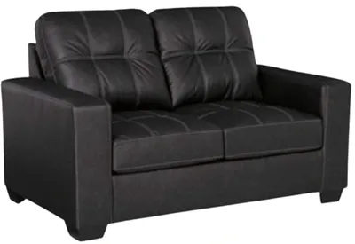Front view of the Benchcraft Barlin Mills leather loveseat