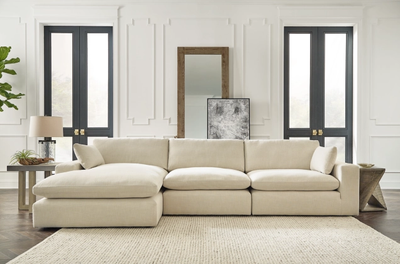 The Benchcraft Elyza 3-piece sectional in a living room 