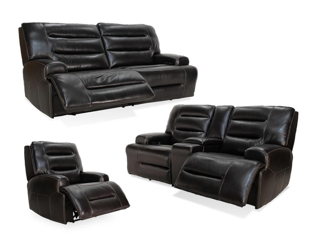 The Caselli Blackberry three piece black living room set 