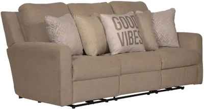 Front view of the Catnapper Calvin reclining sofa
