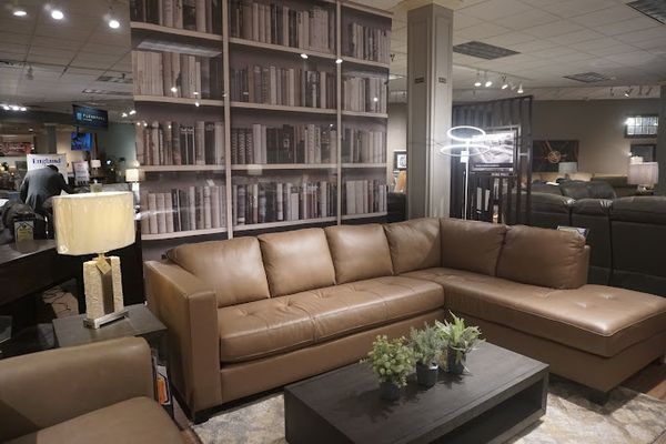 A sofa inside a Colder's furniture showroom
