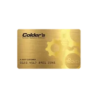 Front view of a gold Colder’s credit card