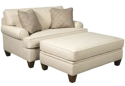 Front view of the Craftmaster C9 sleeper sofa with matching ottoman 
