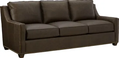 Front view of the Craftmaster Customizable collection leather sofa