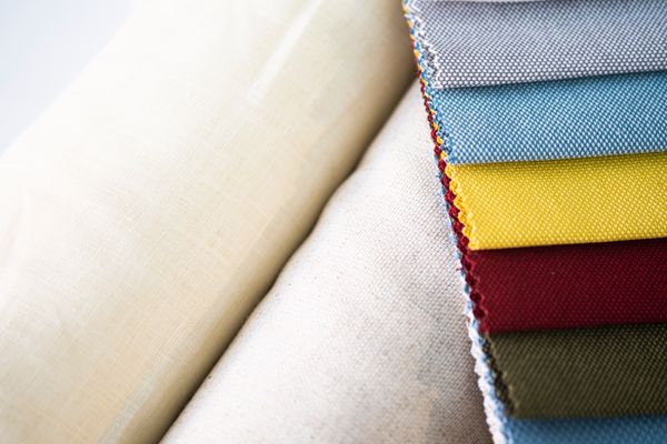 A close-up of fabric samples
