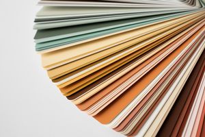 A close-up of earth tone color samples