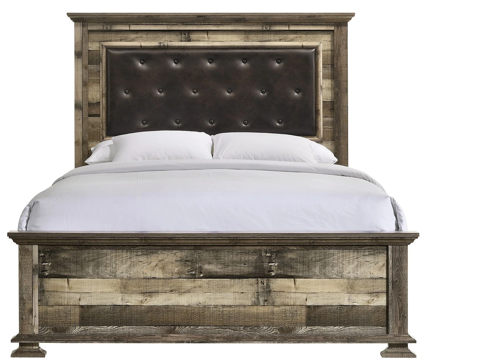 Front view of the Elements International Cortez queen-size rustic bed frame 