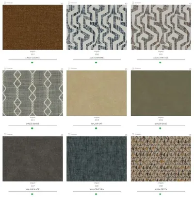 A graphic showcasing England Furniture custom fabric samples