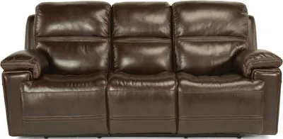 Front view of the Flexsteel Henry dark brown sofa