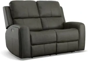 Front view of the Flexsteel Linden collection power reclining loveseat