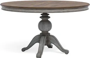 Front view of the Flexsteel Plymouth pedestal table  