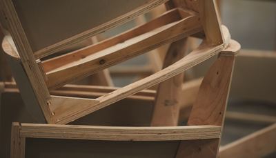 A close-up of a Flexsteel sofa frame