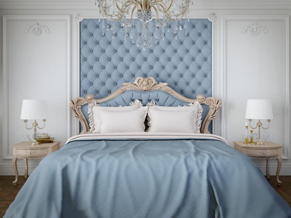 A French blue provincial bedroom  
