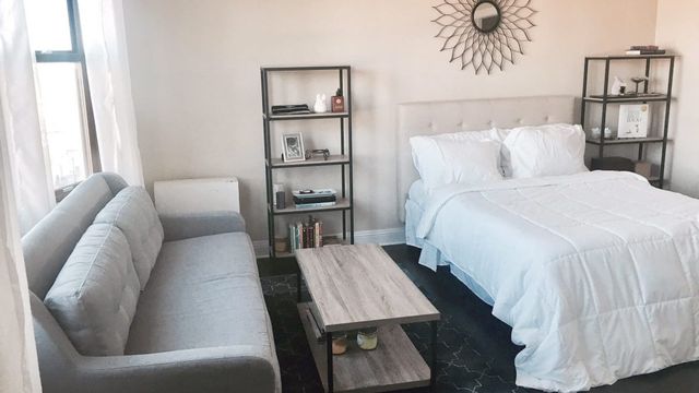 front view of an apartment bedroom