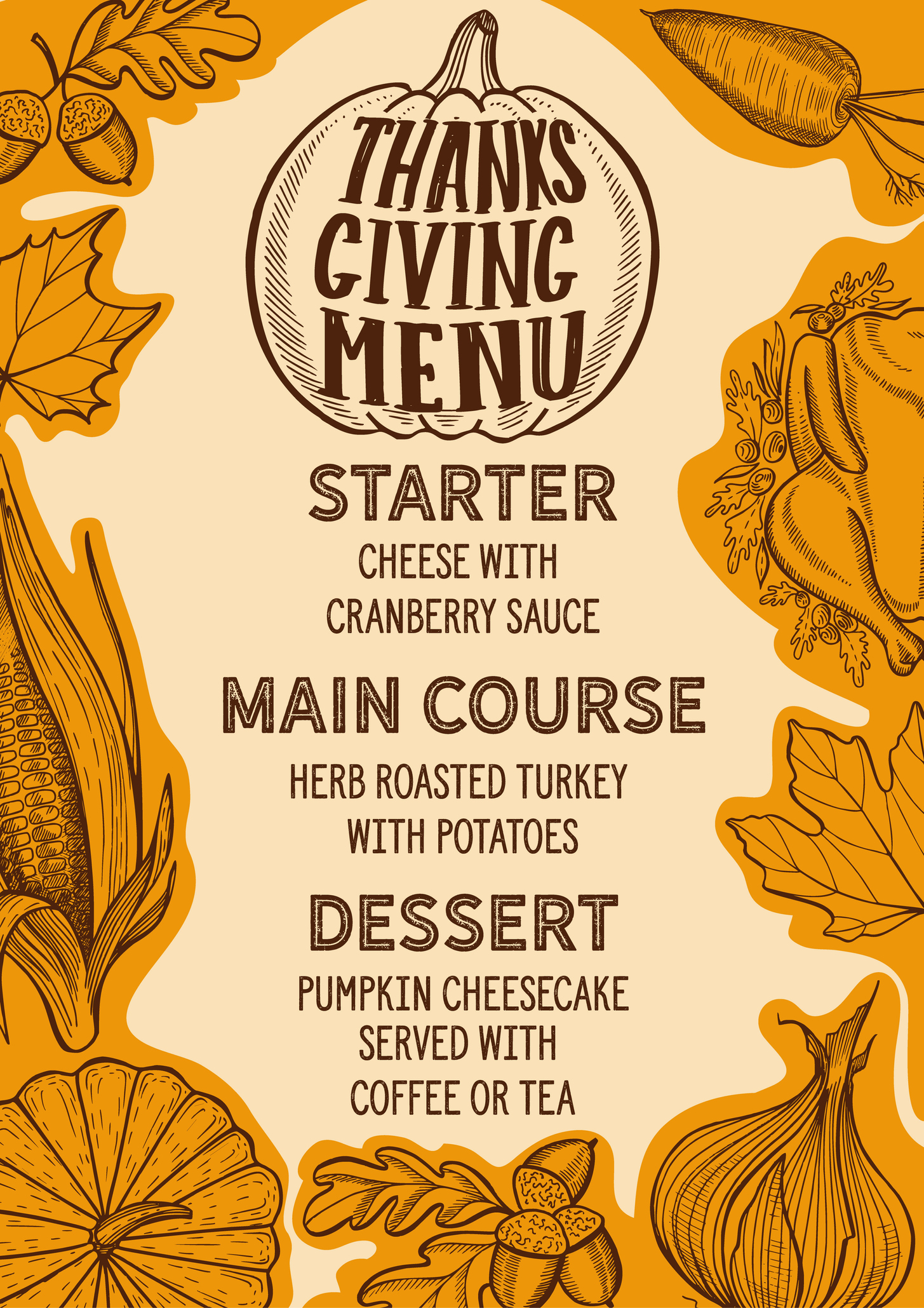 Thanksgiving dinner menu