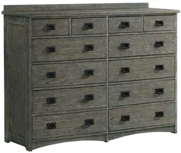 Front view of the Intercon Oak Park collection pewter dresser