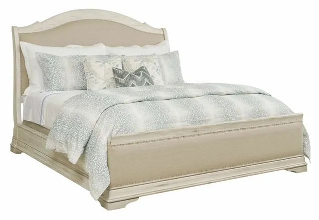 White Kelly Queen Upholstered Sleigh Bed