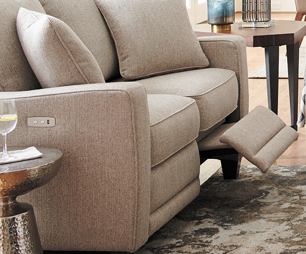close-up of a La-Z-Boy reclining sofa 