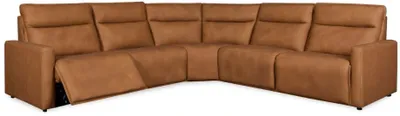 Front view of the Leather Italia Cambria 5-piece sectional