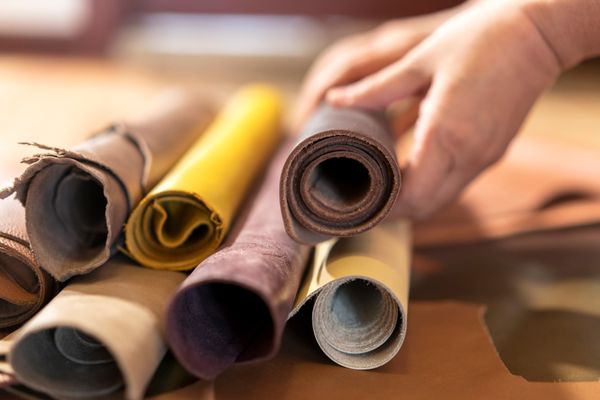 A close-up of leather upholstery 