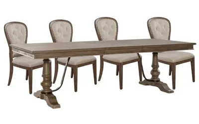 Credit: Liberty Furniture Front view of the Liberty Furniture Americana Farmhouse 5-piece dining set
