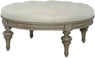 Front view of the Liberty Furniture Americana Farmhouse cocktail ottoman