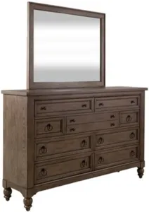 Front view of the Liberty Furniture Americana Farmhouse dresser and mirror