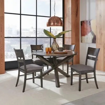 Credit: Liberty Furniture The Liberty Furniture Anglewood 5-piece dining room set in a dining room