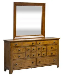 Front view of the Liberty Furniture Grandpas Cabin dresser and mirror
