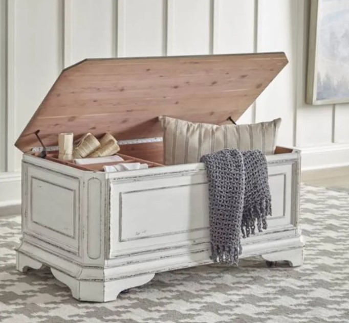 Liberty Magnolia Manor Antique White/Weathered Bark Storage Trunk