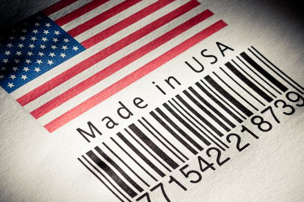 A close-up of a made in USA barcode  