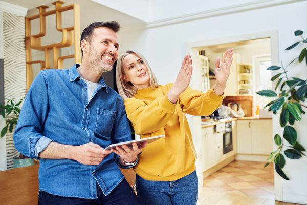 A man and a woman planning a space