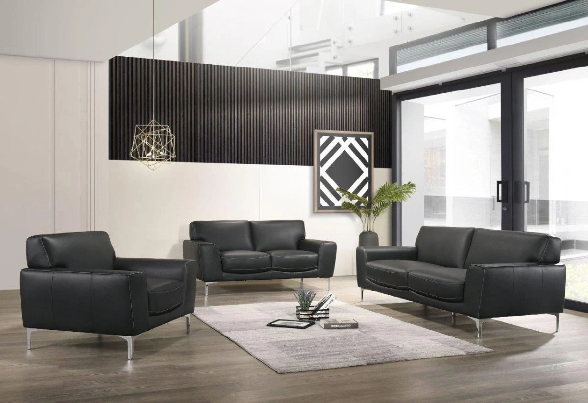 The New Classic Home Furnishings Carrara black modern sofa and loveseat set 