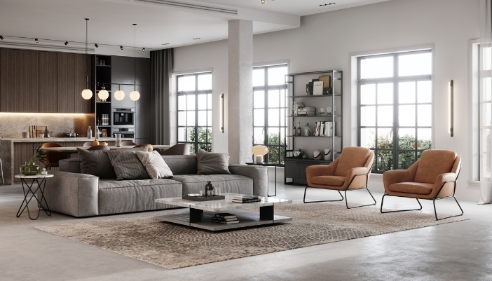Contemporary coffee table with bottom shelf