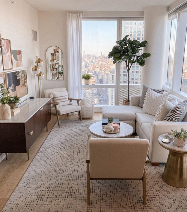 small living room chairs in artsy interior