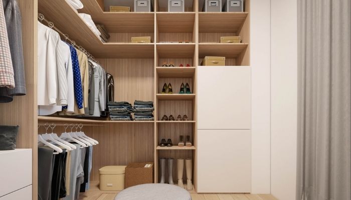 wooden closest system with cabinets