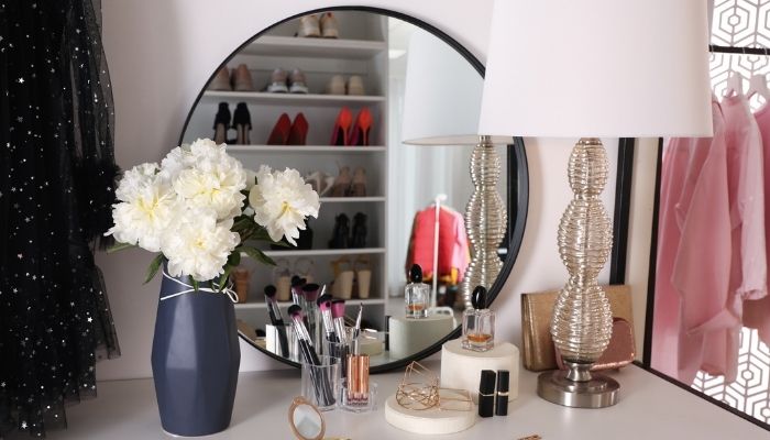 vanity inside closet