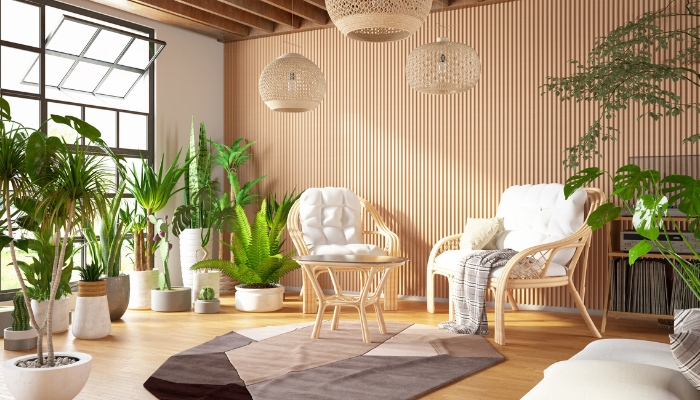 Living room with bamboo furniture