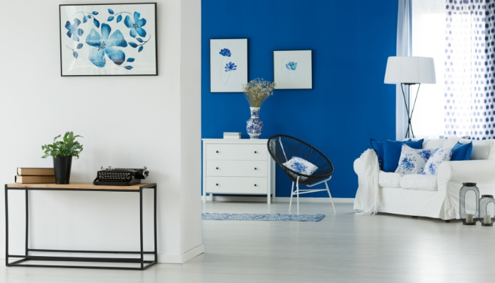 Home with calming blue tones