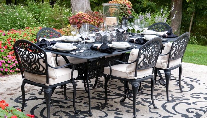 Patio dining set made out of wrought iron