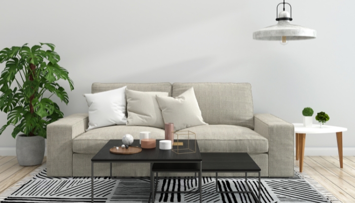 Living room with side table and coffee table