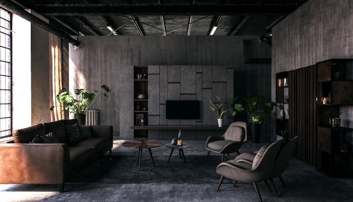Living room with decent traffic flow in and around the seating area
