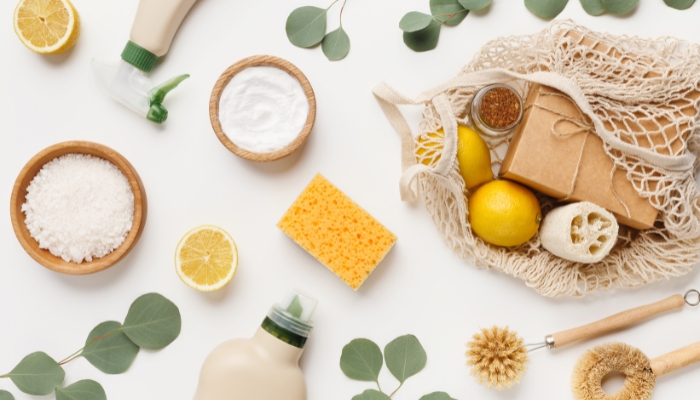 Assortment of green cleaning solutions