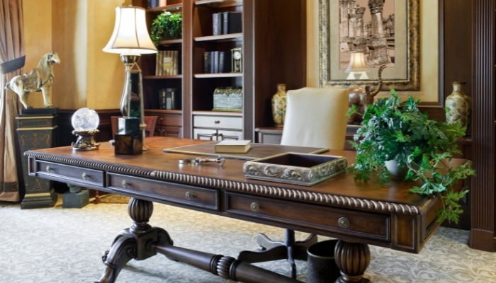Fancy home office with a writing desk