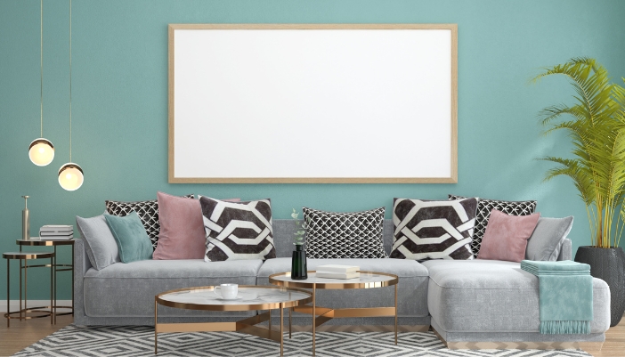 A spring-decorated living room