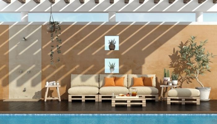 Comfy lounge furniture by the pool