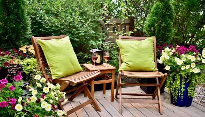patio cafe deck with cozy seating