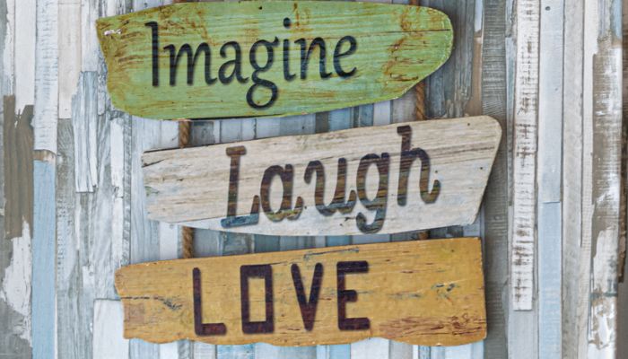 wooden typography sign
