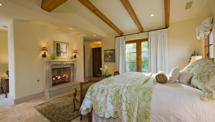 Bedroom with layered lighting